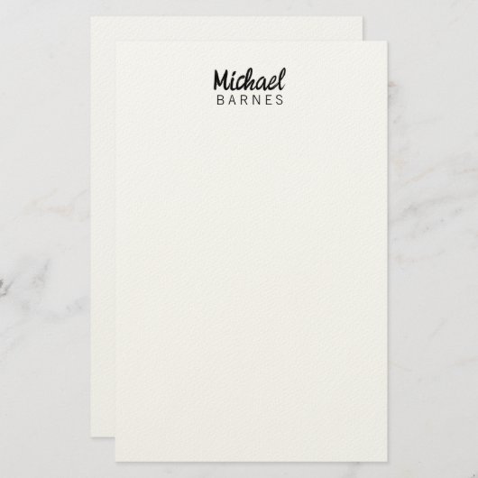 Classical White Minimalist Plain Elegant Briefpapier (Voorkant / Achterkant)