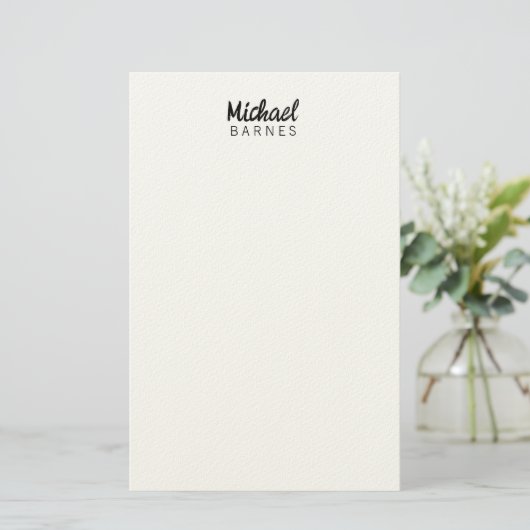 Classical White Minimalist Plain Elegant Briefpapier (Staand voorkant)