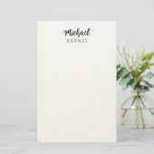 Classical White Minimalist Plain Elegant Briefpapier (Staand voorkant)