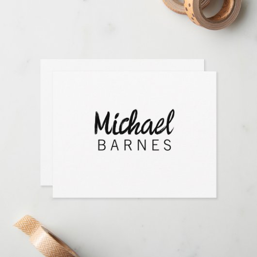 Classical White Minimalist Plain Elegant Notitiekaartje (Voorkant / Achterkant in situ)