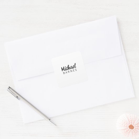 Classical White Minimalist Plain Elegant Vierkante Sticker (Envelop)