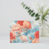 Classics - Angelic Pink & Red Roses in zachte wolk Briefkaart (Staand voorkant)