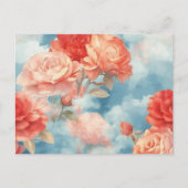 Classics - Angelic Pink & Red Roses in zachte wolk Briefkaart (Voorkant)