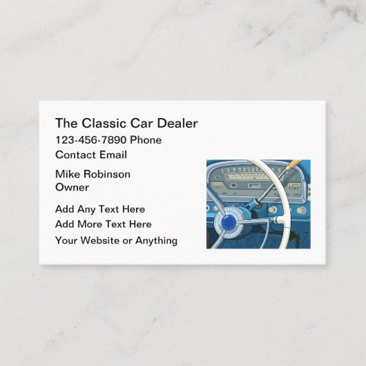 Classieke Autobedrijf Autodealer Visitekaartjes (Voorkant)