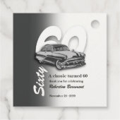 Classieke grijze auto wordt 60 jaar bedankjes labels (Achterkant)