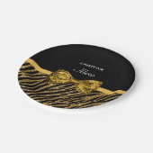 Classly Gold Zebra print FAUX Glitz Bow met naam Papieren Bordje (Gekanteld)