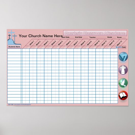 Classroom Attendance Wall Poster (Voorkant)