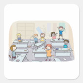 Classroom Chaos Square Sticker (Voorkant)
