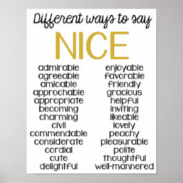 Classroom Decor, Classroom Quote, Maniers om Nice  Poster