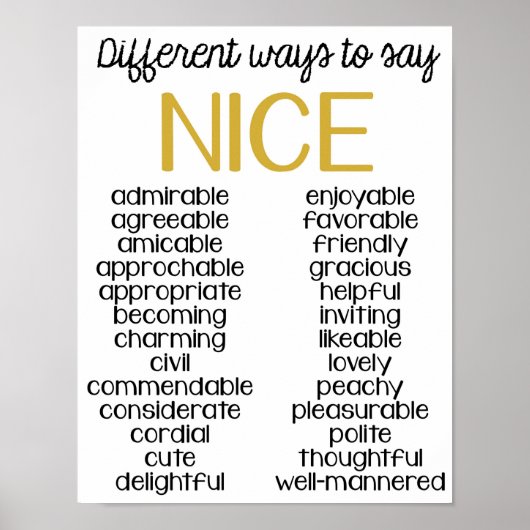 Classroom Decor, Classroom Quote, Maniers om Nice  Poster (Voorkant)