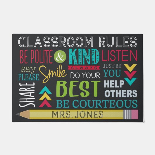 Classroom Doormat, persoonlijke naam leraar Deurmat (Voorkant)