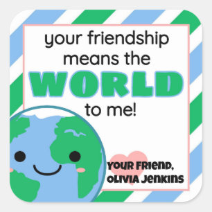Classroom Earth World-Valentijnsdag Vierkante Sticker