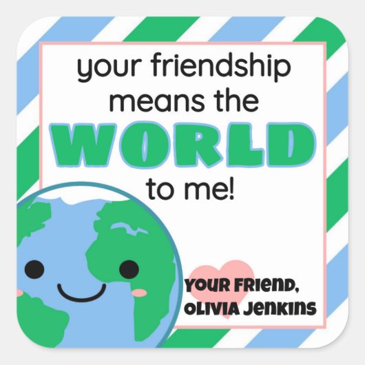 Classroom Earth World-Valentijnsdag Vierkante Sticker (Voorkant)