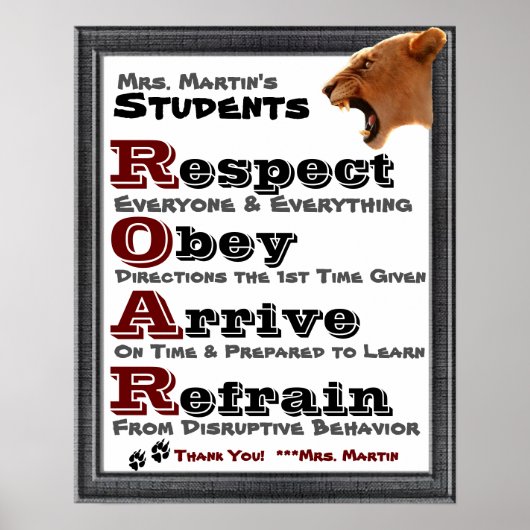 Classroom Guidelines/Rules Poster (Voorkant)