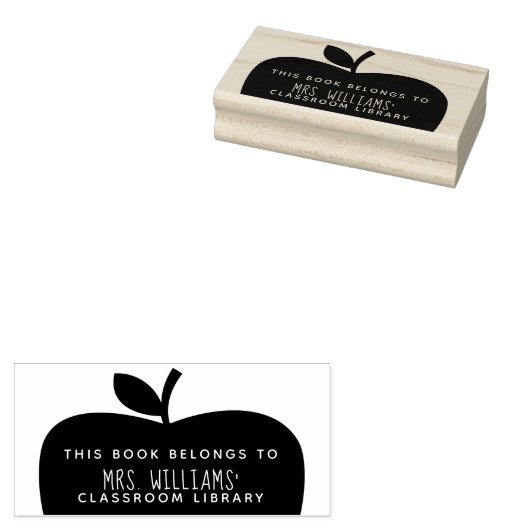 Classroom Library Apple Silhouette van leraar Rubberstempel (Gestempeld)