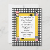Classroom Open House: Gele Pencils, grijze Gingham Kaart (Voorkant)