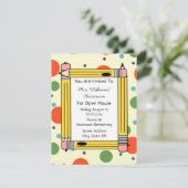 Classroom Open House - Gele Pencils & Stippen Kaart (Staand voorkant)