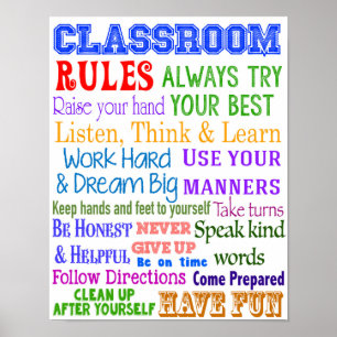 Classroom-regels, lesgeven, educatieve cadeaus poster