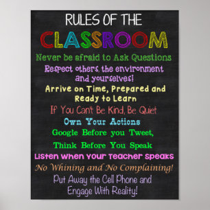 Classroom-regels, lesgeven, educatieve cadeaus poster