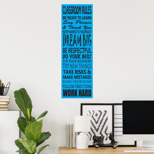 Classroom Rules Poster (blauw), 12 x 36 inch (Thuiskantoor)
