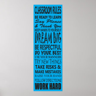 Classroom Rules Poster (blauw), 12 x 36 inch