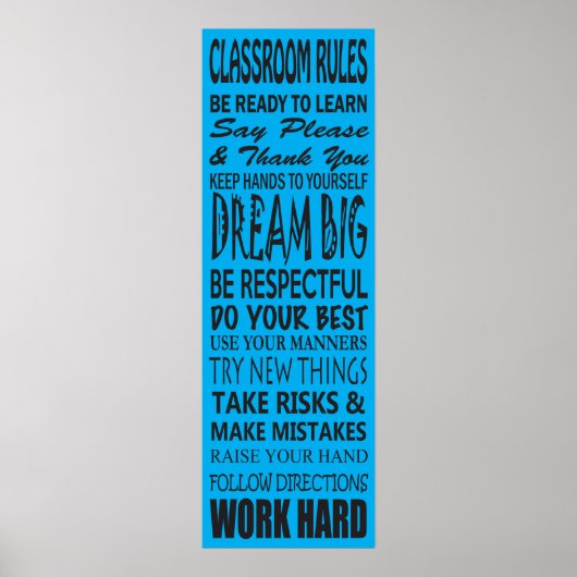 Classroom Rules Poster (blauw), 12 x 36 inch (Voorkant)