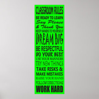 Classroom Rules Poster (Linggroen), 12 x 36 inch