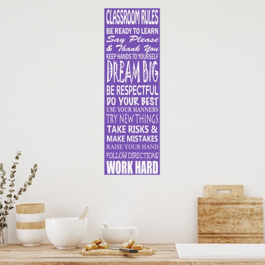 Classroom Rules Poster (Paars), 12 x 36 inch (Keuken)