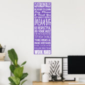 Classroom Rules Poster (Paars), 12 x 36 inch (Thuiskantoor)