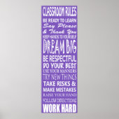 Classroom Rules Poster (Paars), 12 x 36 inch (Voorkant)