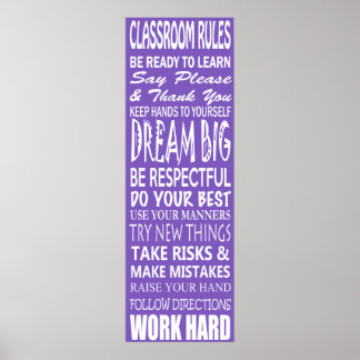 Classroom Rules Poster (Paars), 12 x 36 inch