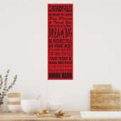 Classroom Rules Poster (rood), 12 x 36 inch (Keuken)