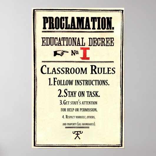 Classroom Rules Proclamation Education Decreet 1 Poster (Voorkant)