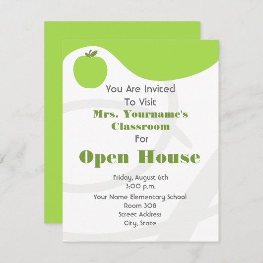 Classroom/School Open House — Green Apple Kaart (Voorkant / Achterkant)