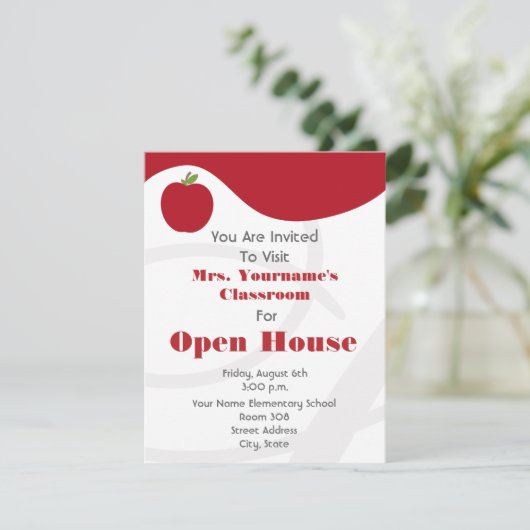 Classroom/School Open House — Red Apple Kaart (Staand voorkant)