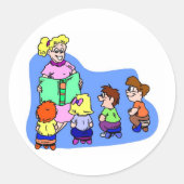 Classroom Storytime Ronde Sticker (Voorkant)