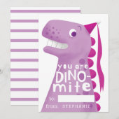 Classroom Valentijn Pink Dinosaur Feestdagenkaart (Voorkant / Achterkant)