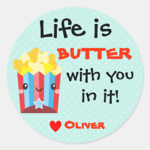 Classroom Valentijn Popcorn Food Pun Gift Label