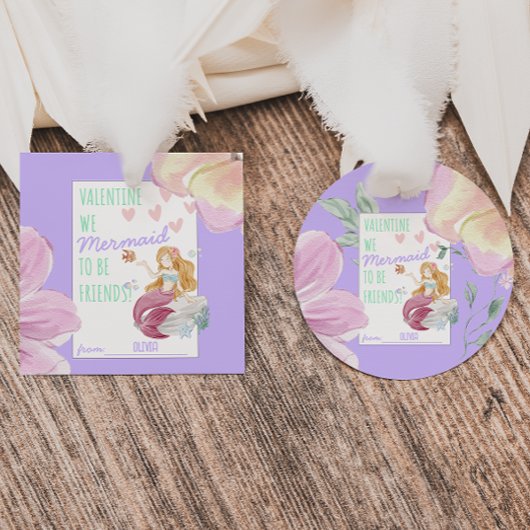 Classroom Valentijns gepersonaliseerde zeemeermin Bedankjes Labels