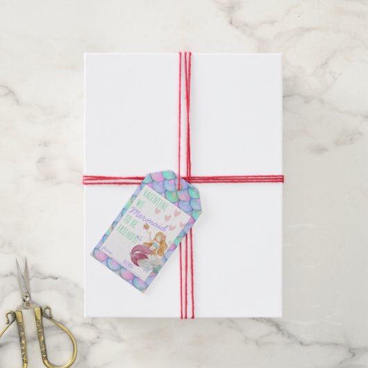 Classroom Valentijns gepersonaliseerde zeemeermin Cadeaulabel (Met Touw)