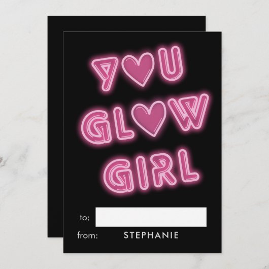 Classroom Valentijns Je gloeit met neonteken Feestdagenkaart (Voorkant / Achterkant)