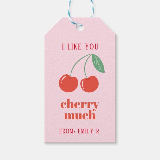 Classroom Valentijnsdag Cherry Gift Label Cadeaulabel (Voorkant)