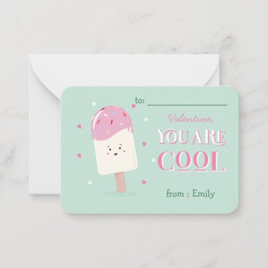 Classroom Valentijnsdag Cool Popsicle Kaart Notitiekaartje (Voorkant)