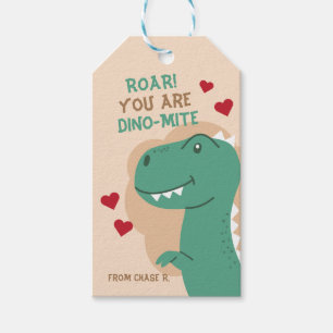 Classroom Valentijnsdag Dinosaur Dino Gift Label Cadeaulabel