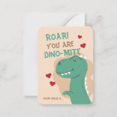Classroom Valentijnsdag Dinosaur Dino Kaart Notitiekaartje (Voorkant)