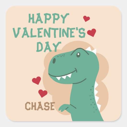 Classroom Valentijnsdag Dinosaur Dino Sticker (Voorkant)
