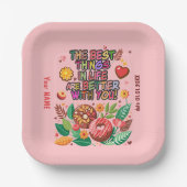 Classroom Valentijnsdag Donut Flower Personalisere Papieren Bordje (Voorkant)