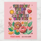 Classroom Valentijnsdag Donut Flower Personalisere Wijn Etiket (Enkel label)