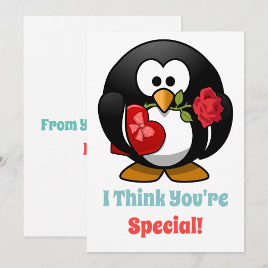 Classroom Valentijnsdag Penguin Heart Feestdagenkaart (Voorkant / Achterkant)