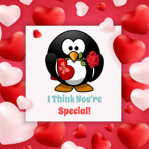 Classroom Valentijnsdag Penguin Heart Notitiekaartje